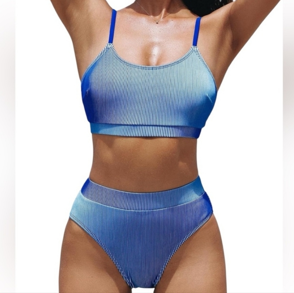 Cupshe Luminous Blue Ombre Bathing Suit NWT